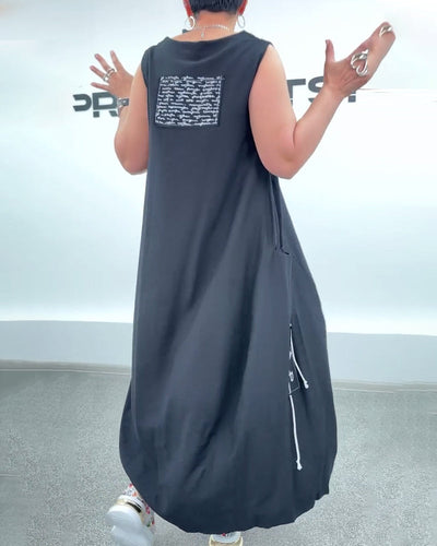 Kleid Ärmellos Oversized Buchstabenprint