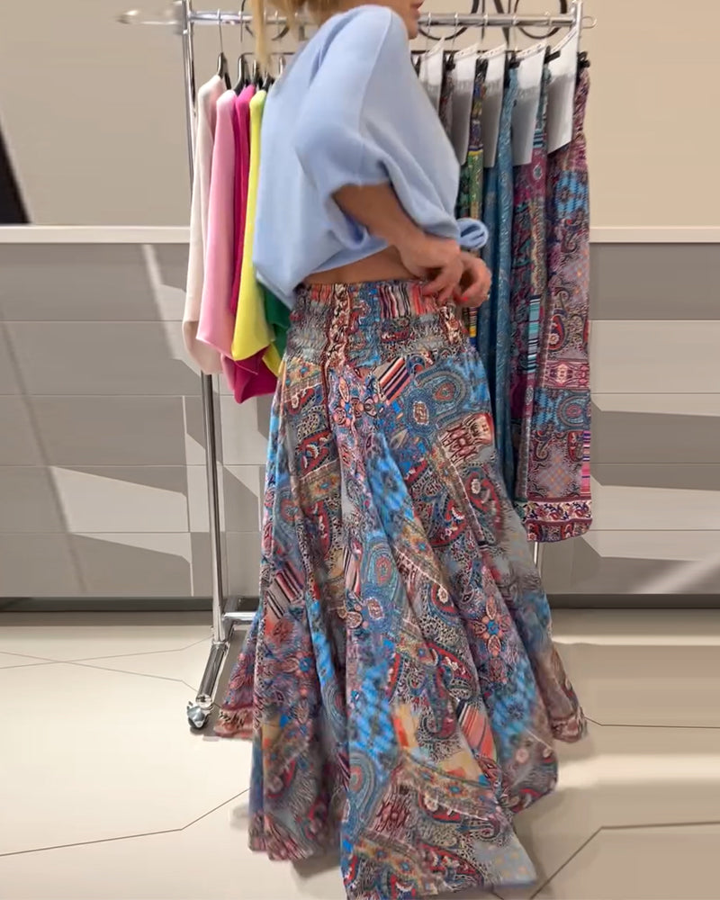 Hose Locker Urlaub Print Weites Bein