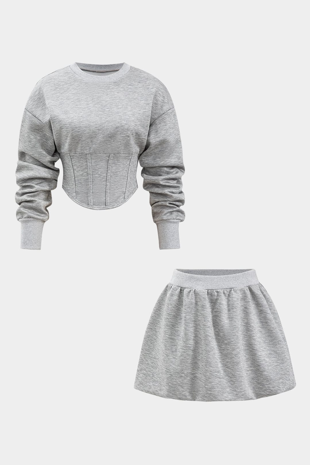 Celine | Stylisches Sweat-Zweiteiler-Set mit Cropped-Pullover & Skaterrock