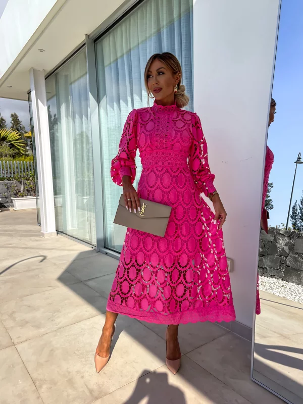 Elaina | Stilvolles Midi-Kleid mit Spitzen-Details