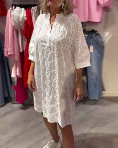 Kleid Langarm Ausgeschnitten Blume Weit