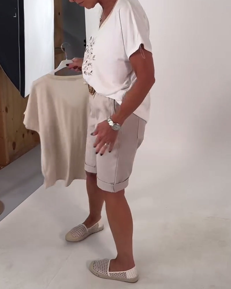 T-Shirt V-Ausschnitt bedruckt vielseitig