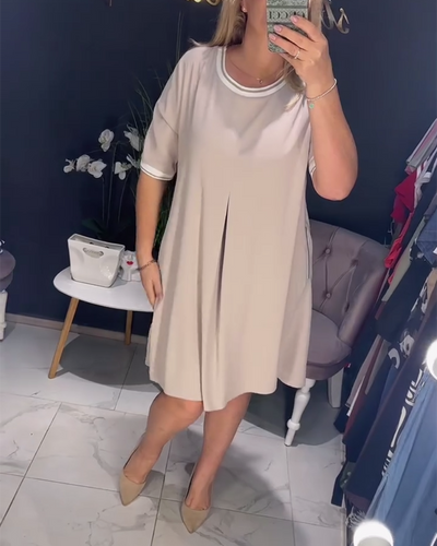 Kleid lässig elegant Rundhals Tasche