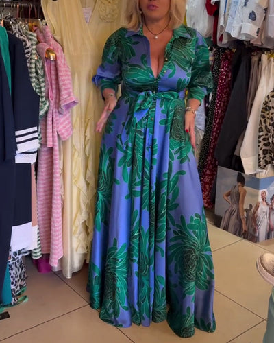 Kleid Langarm V-Ausschnitt tailliert Swing