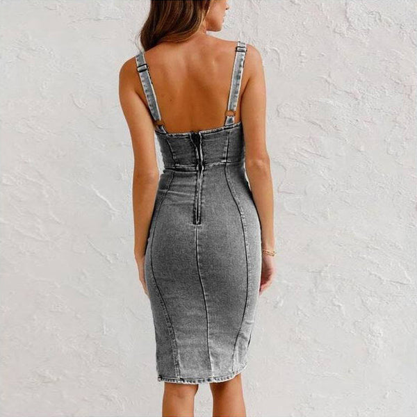 ESLEM - FIGURBETONTES KLEID AUS STRETCH-DENIM