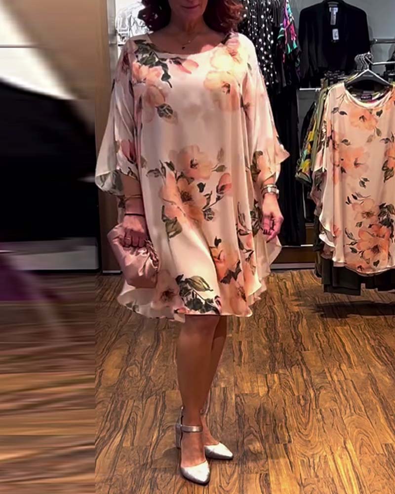 Kleid Bedruckt Fledermausärmel