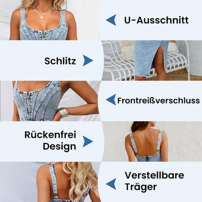 ESLEM - FIGURBETONTES KLEID AUS STRETCH-DENIM