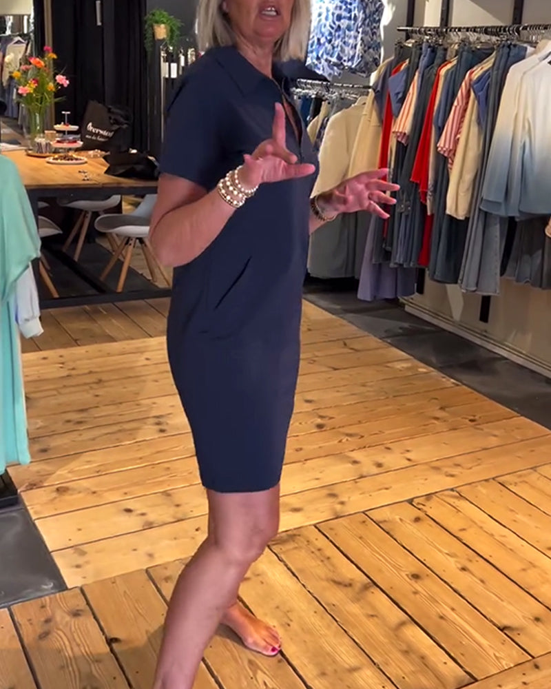 Kleid Revers Reißverschluss