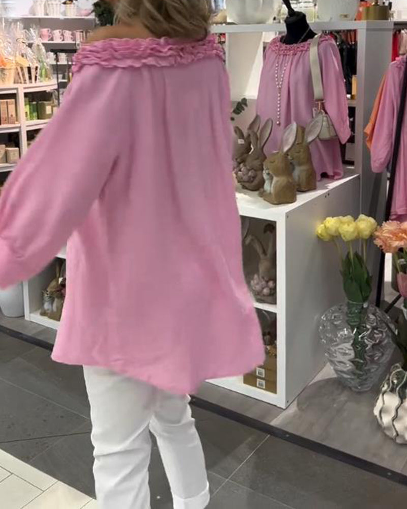 Bluse Kurzärmlig Blumenmuster Weit