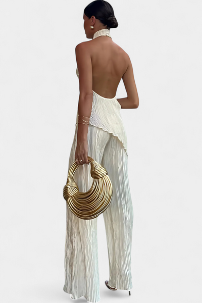 Lucindra – Asymmetrisches Plissee Oberteil Und Hose