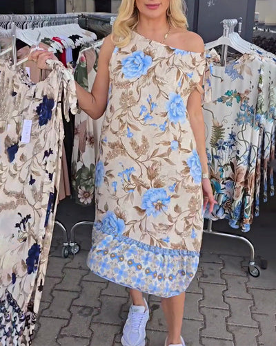 Kleid Elegant Ärmellos Blumen