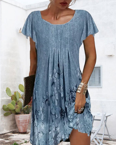 Kleid Rüschenärmel Gedruckt