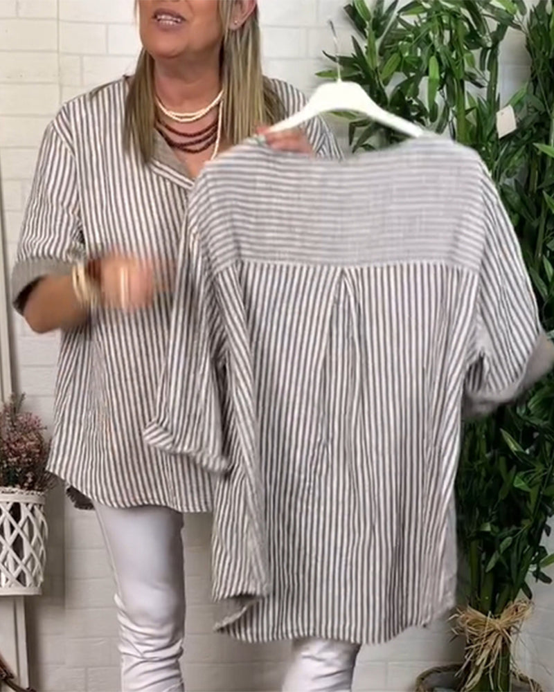 Bluse Ellenbogen Ärmel gestreift