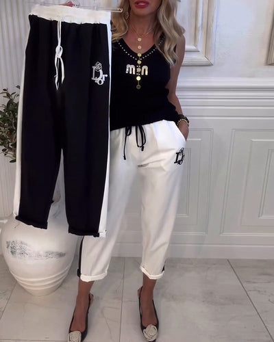 Hose lässig Slim Fit elastischer Kordelzug