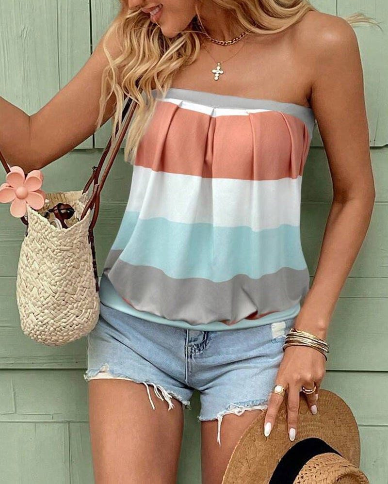 Bluse Bandeau Gestreift