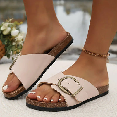 Stylische Sommer Sandalen – Veganes Leder, Flache Damen‑Sommersandale