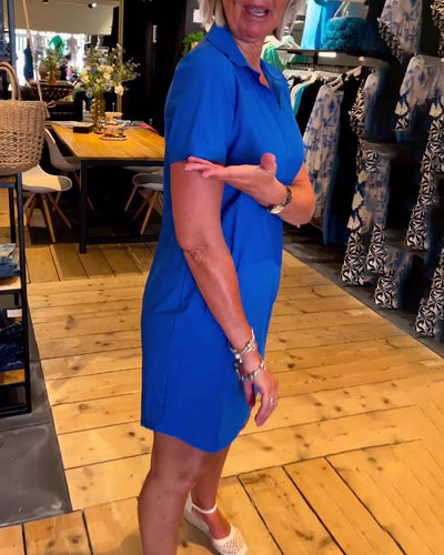 Kleid Mit Revers Plissiert