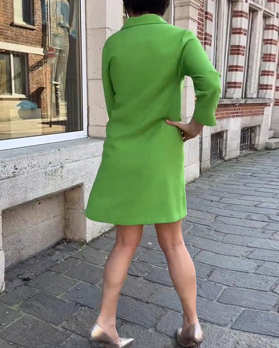 Kleid Polo Kragen Dreiviertelarm Gerade