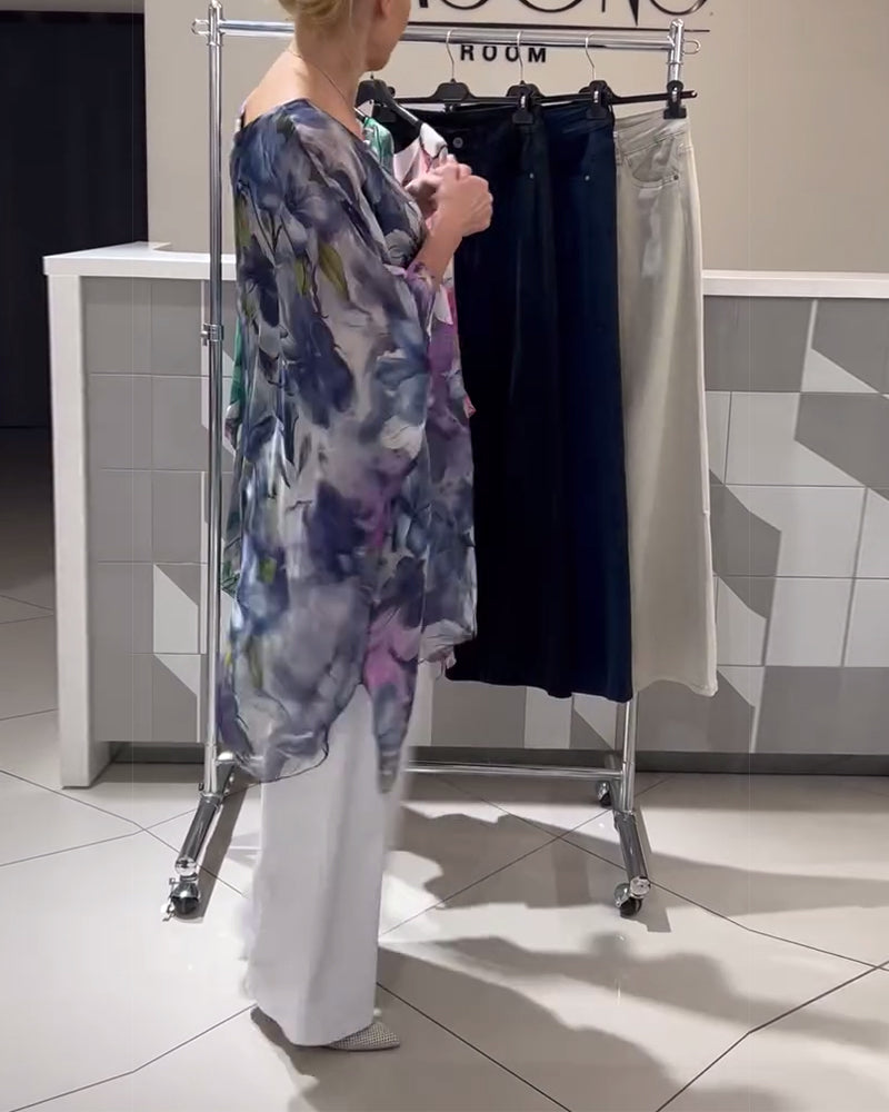 Bluse Modedesign Fledermausärmel Druck