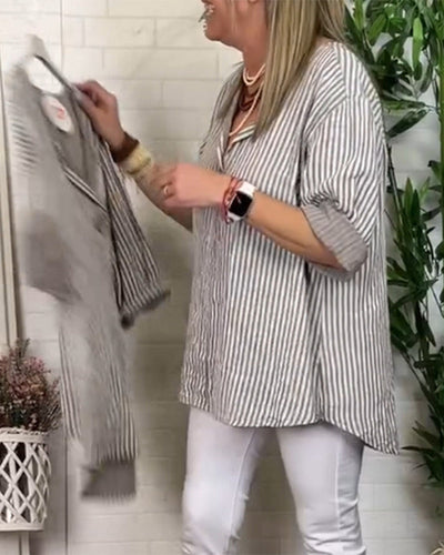 Bluse Ellenbogen Ärmel gestreift