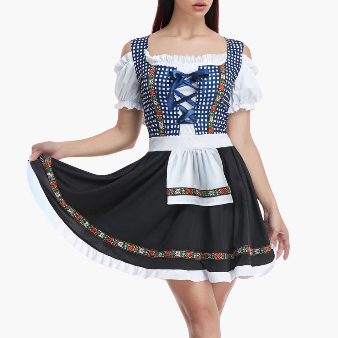 Kariertes Oktoberfest Dirndl kleid für Damen - Oktoberfest 2025