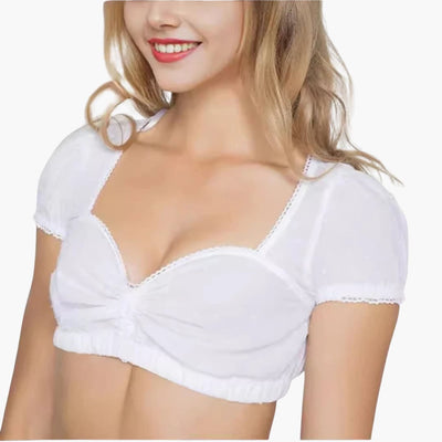 Kurzarm Dirndl Bluse für Damen - Oktoberfest 2025