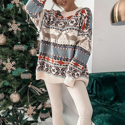Langärmeliger Azteken-Winterpullover für Frauen