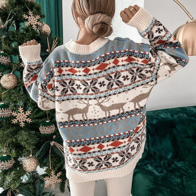 Langärmeliger Azteken-Winterpullover für Frauen