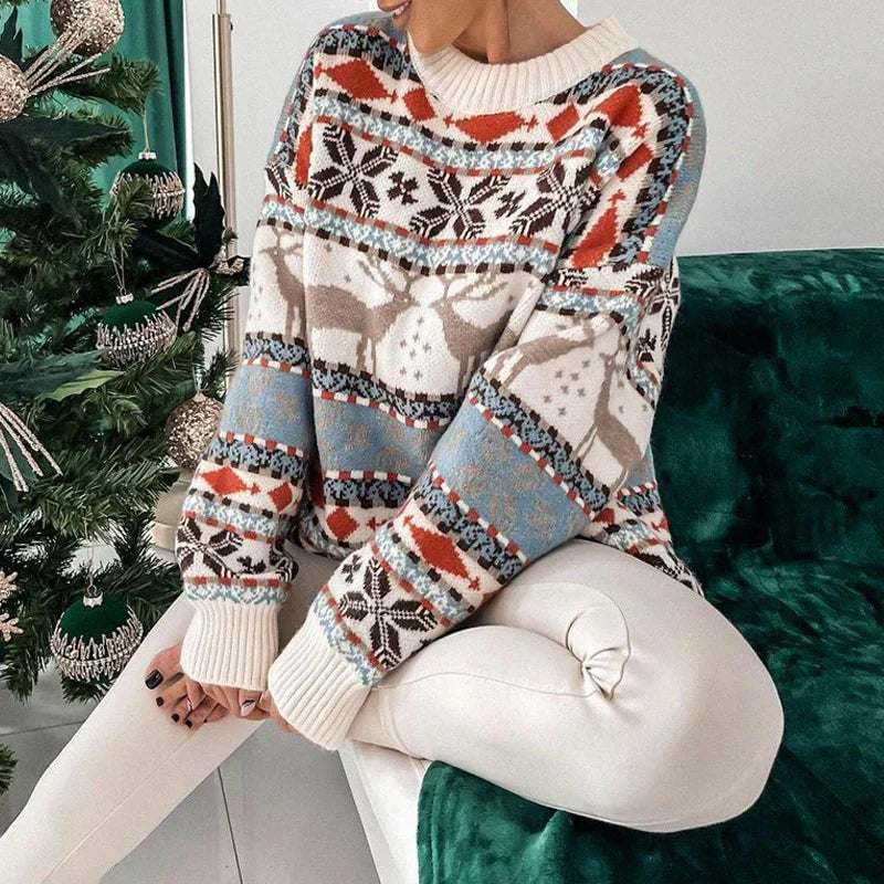 Langärmeliger Azteken-Winterpullover für Frauen