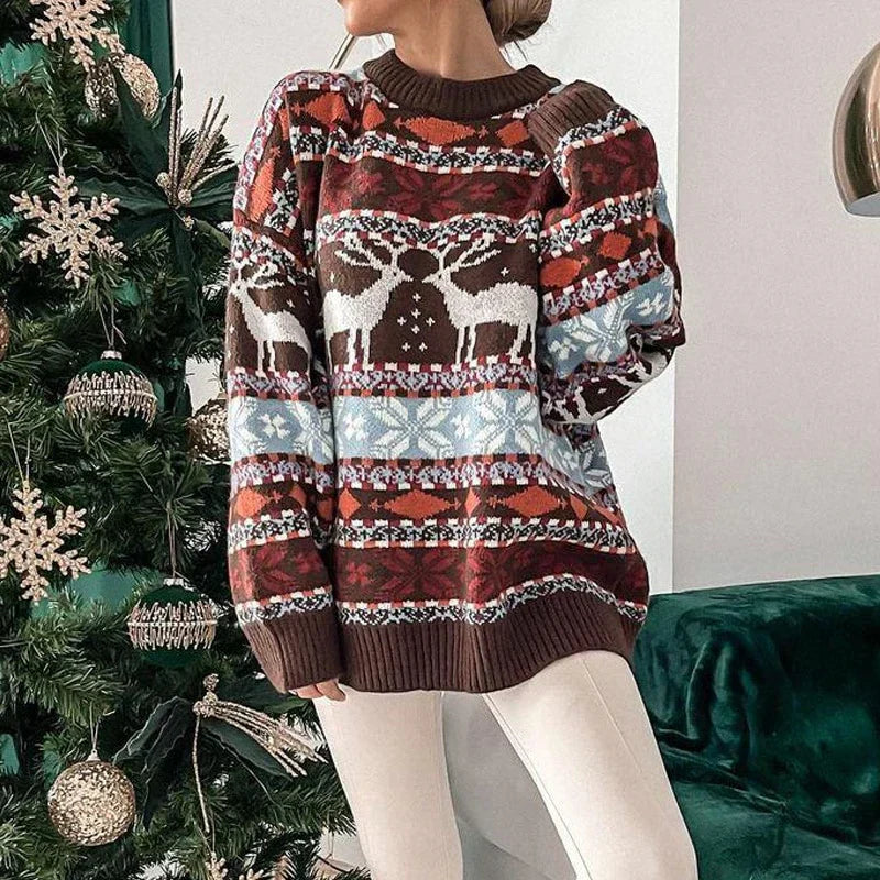 Langärmeliger Azteken-Winterpullover für Frauen