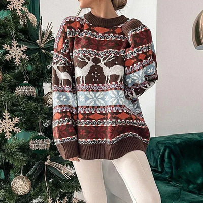Langärmeliger Azteken-Winterpullover für Frauen