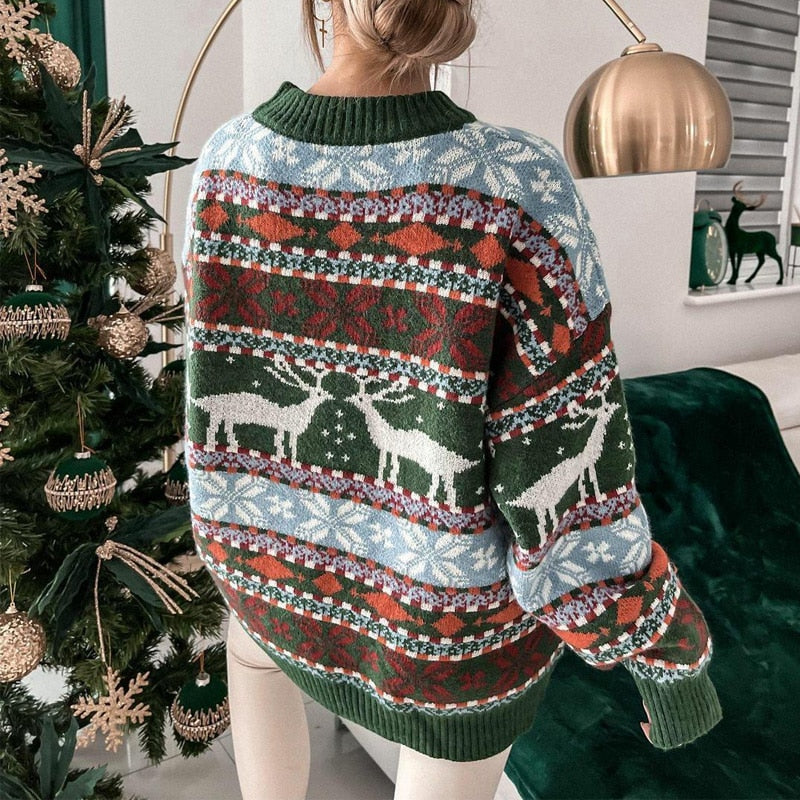Langärmeliger Azteken-Winterpullover für Frauen