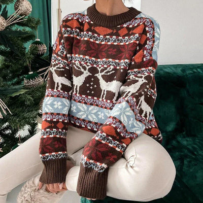 Langärmeliger Azteken-Winterpullover für Frauen