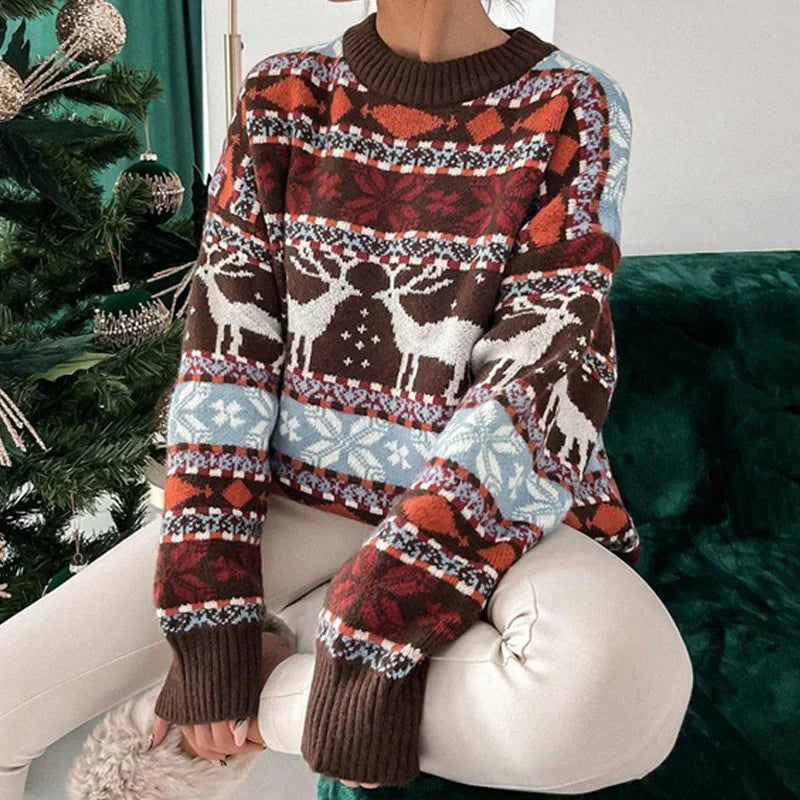 Langärmeliger Azteken-Winterpullover für Frauen
