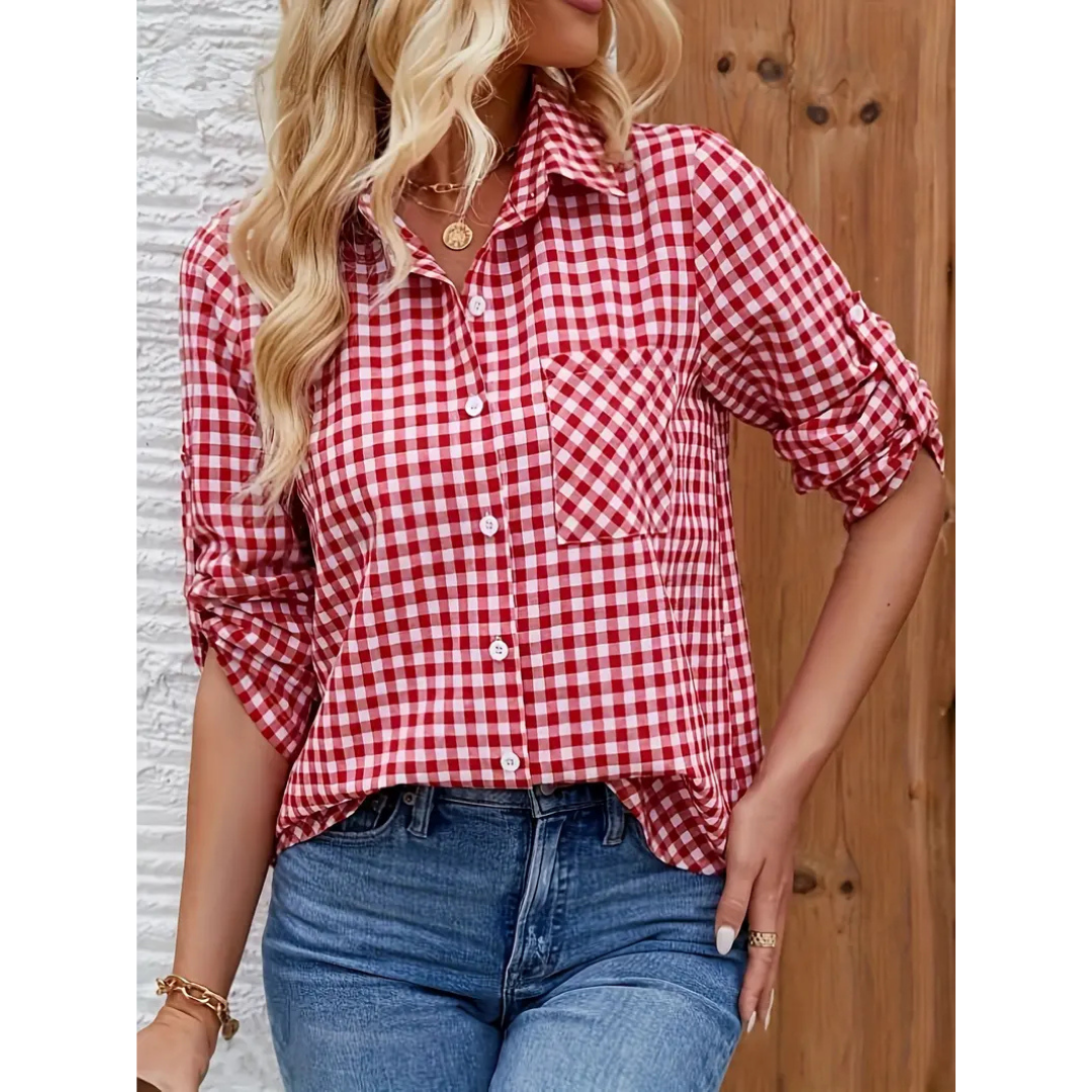 Lässiges Button-Down-Hemd für Damen | Rot