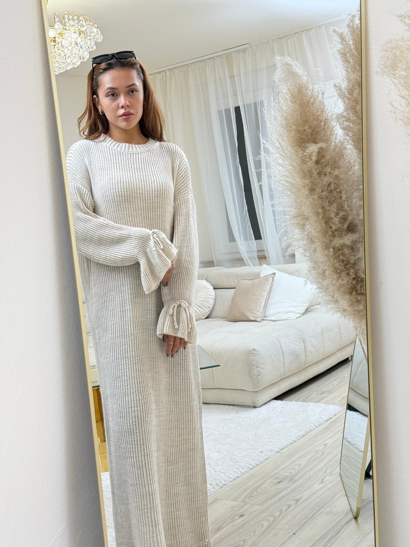 Strick-Kleid mit Ballonärmeln