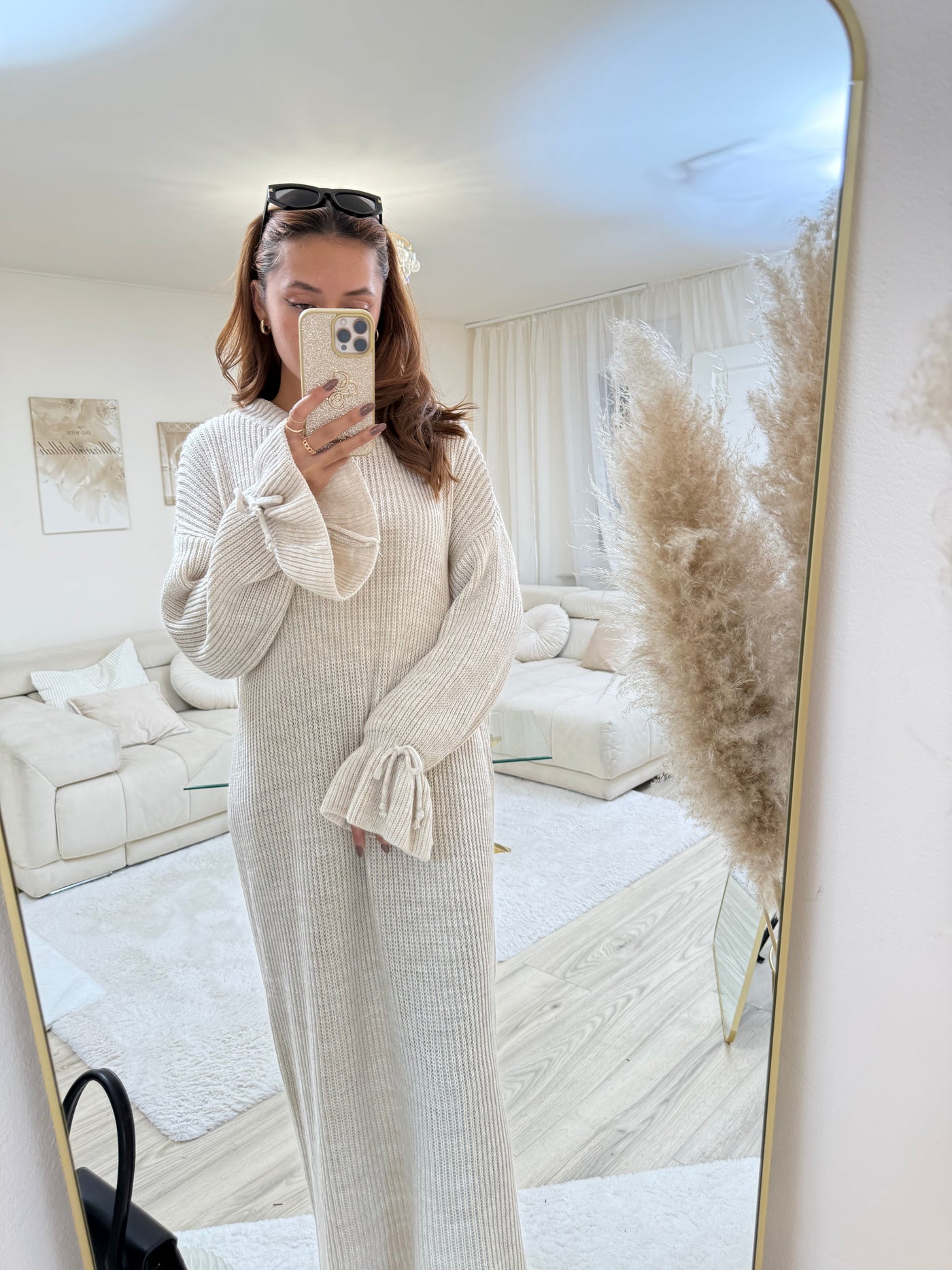 Strick-Kleid mit Ballonärmeln