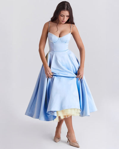 Paula | Duchesse-Satin Midikleid Mit Corsage