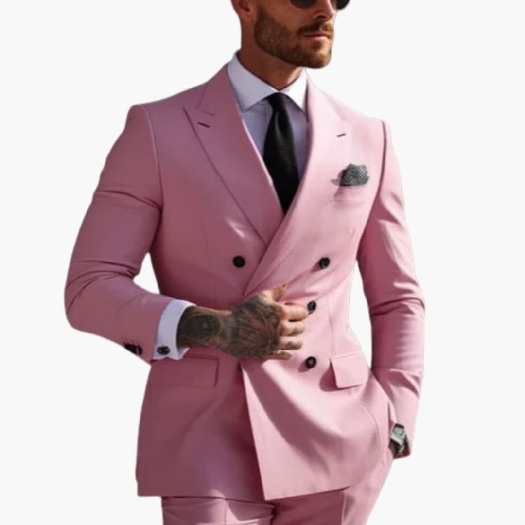 Herren Anzug zweiteilig mit Doppelreiher und Slim Fit Hose