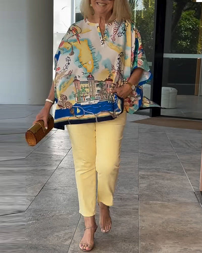 Bluse Fledermausärmel Druck