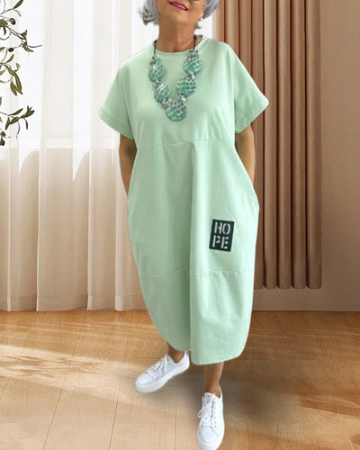 Kleid Kurzarm Lässig Gerade Tasche
