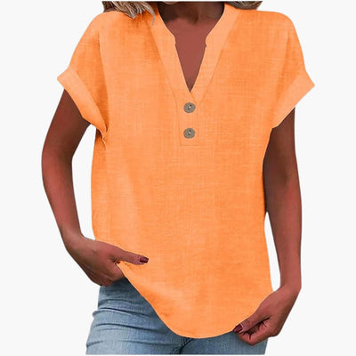 Damen Bluse mit V-Ausschnitt und kurzen Ärmeln für Frühling