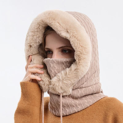 Winterpelzmütze mit Maske für Frauen
