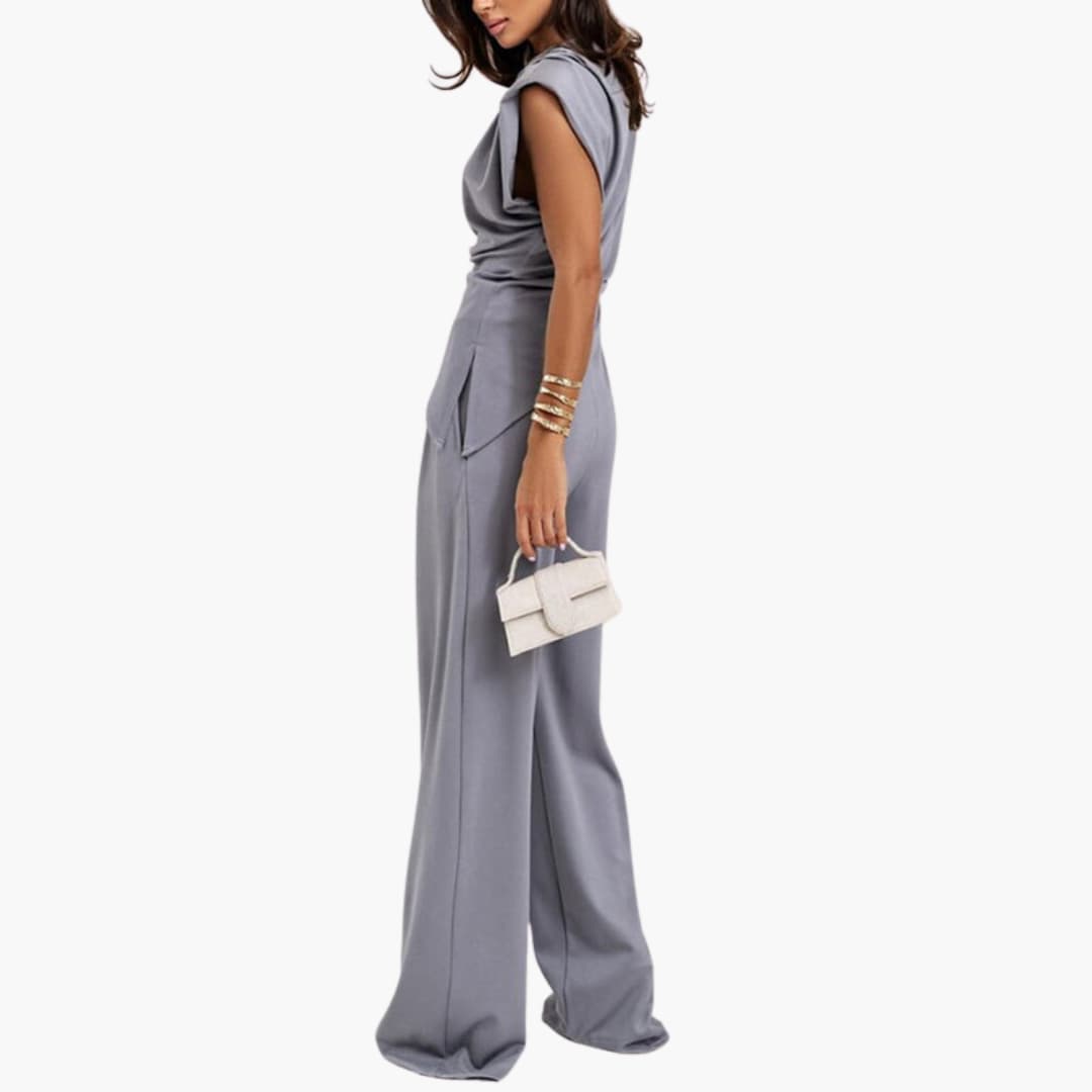 Zweiteiler Damen - Eleganter Hosenanzug mit weitem Bein