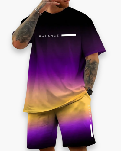 Herren Sommer Set mit Farbverlauf | T-Shirt & Shorts im Lässigen Strandlook