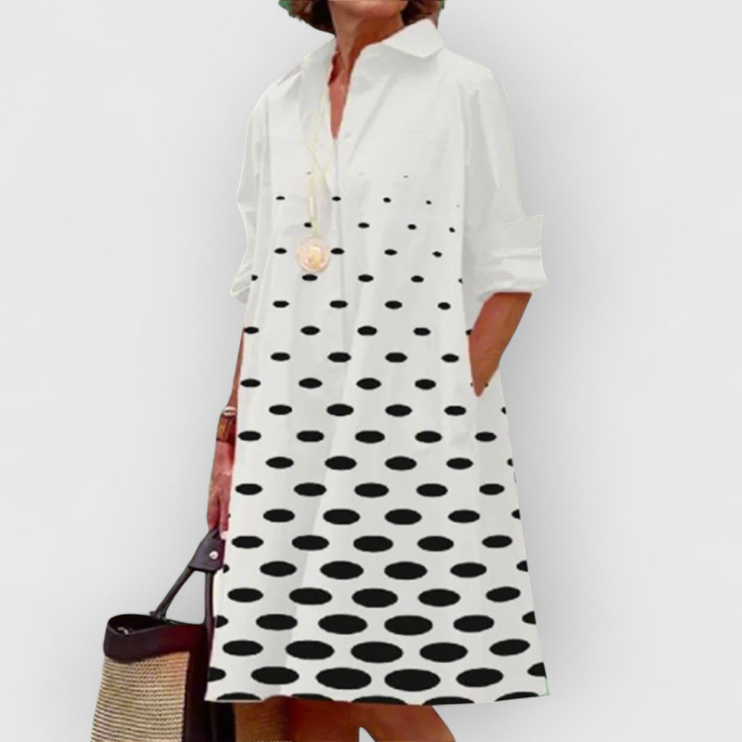 Lilia | Bedrucktes Weißes elegantes Kleid