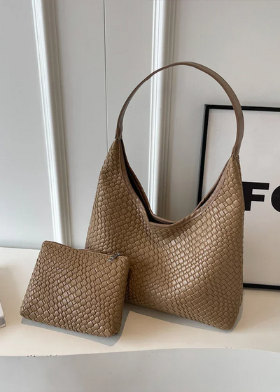 Geflochtene Umhängetasche – Vegan Leder mit Innentasche