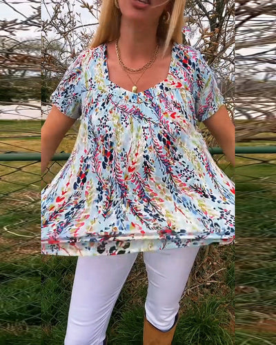 T-Shirt U-Ausschnitt Kurzarm Bedruckt