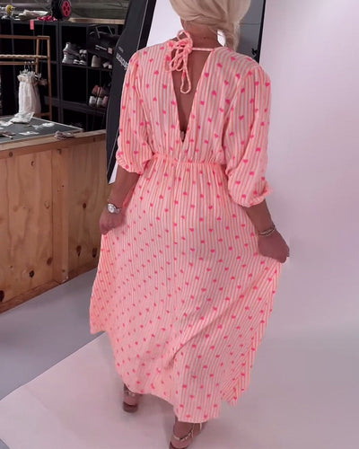 Kleid Elegant V-Ausschnitt Herzmuster