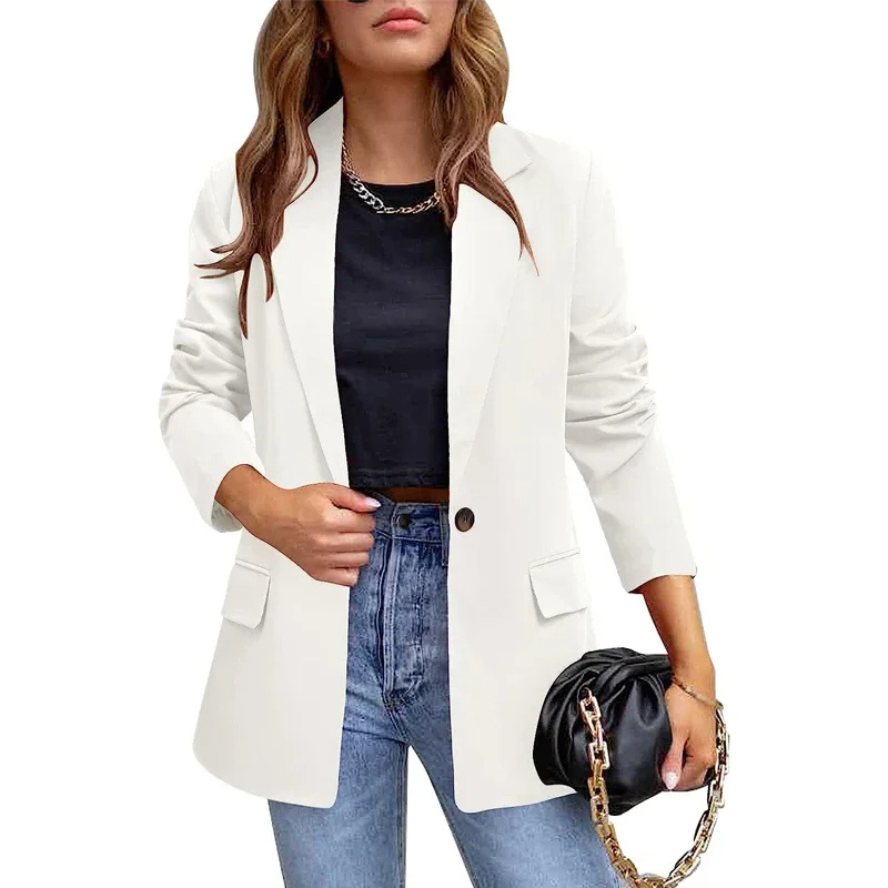 Heidi-Mode | Langer Damenblazer mit Klappentaschen und Tailliertem Schnitt